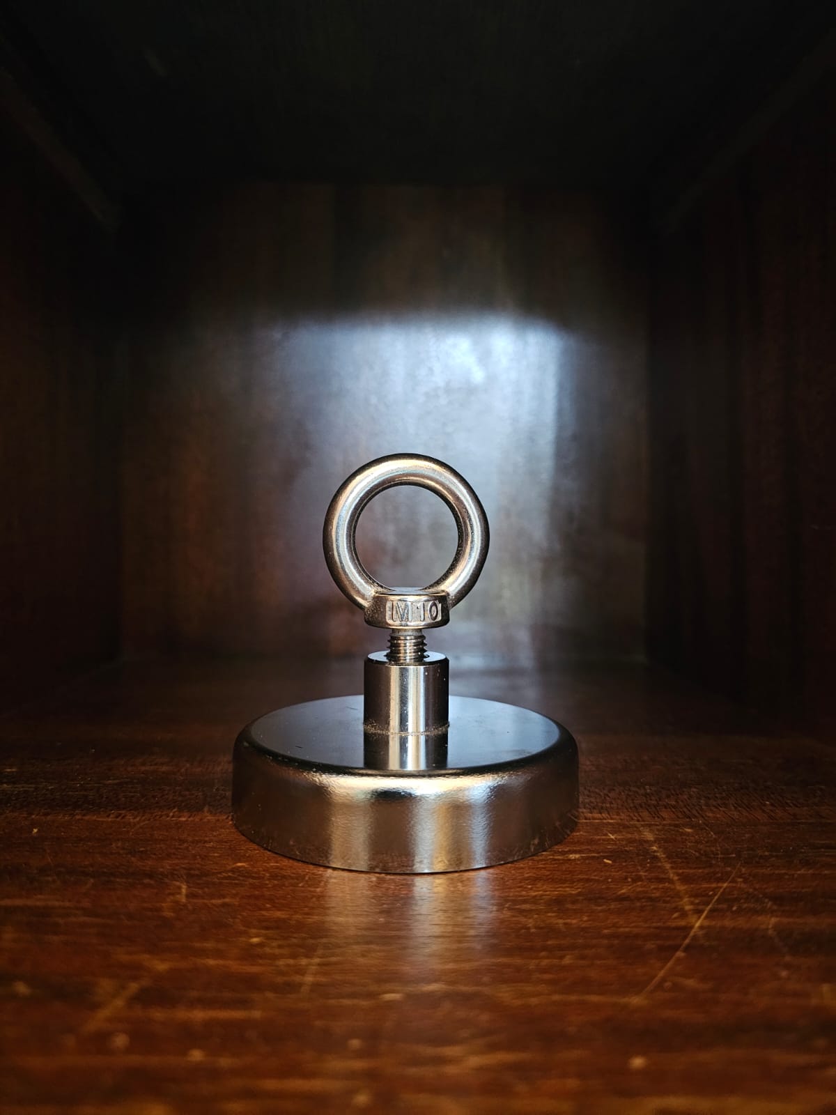 Stainless steel magnet for lifting things out of the canal. Up to 60kg.
