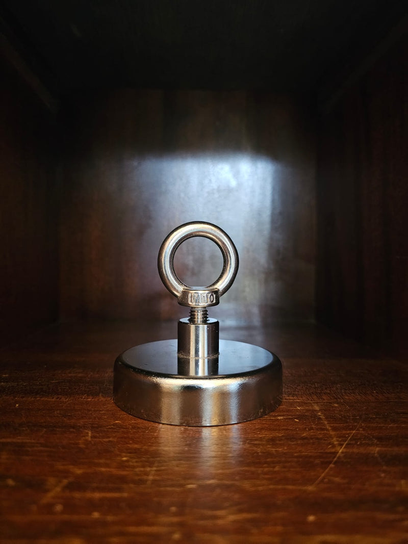 Stainless steel magnet for lifting things out of the canal. Up to 60kg.